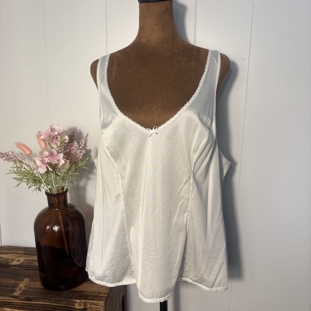 Vanity Fair Vintage Lace Trim Cami Slip Top Ivory Sz 17 Coquette